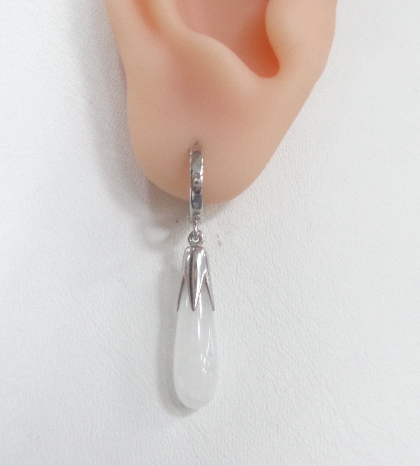 Серебряные серьги-конго с лунными камнями